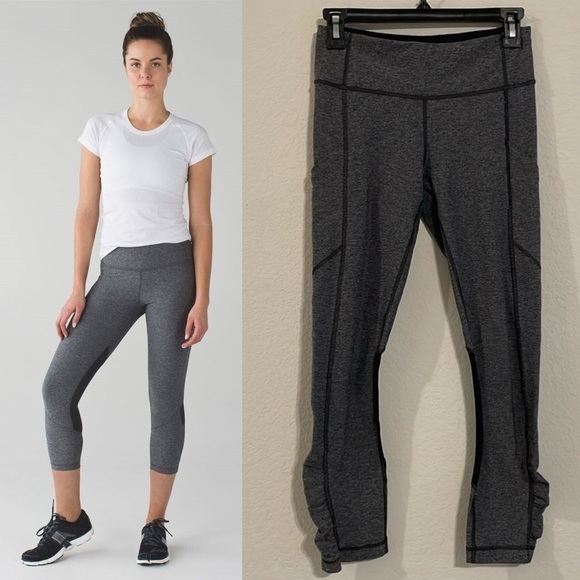Lululemon Women’s Leggings Size 4 Grey Pace Rival 22” Stretch Spandex Workout - Picture 1 of 17